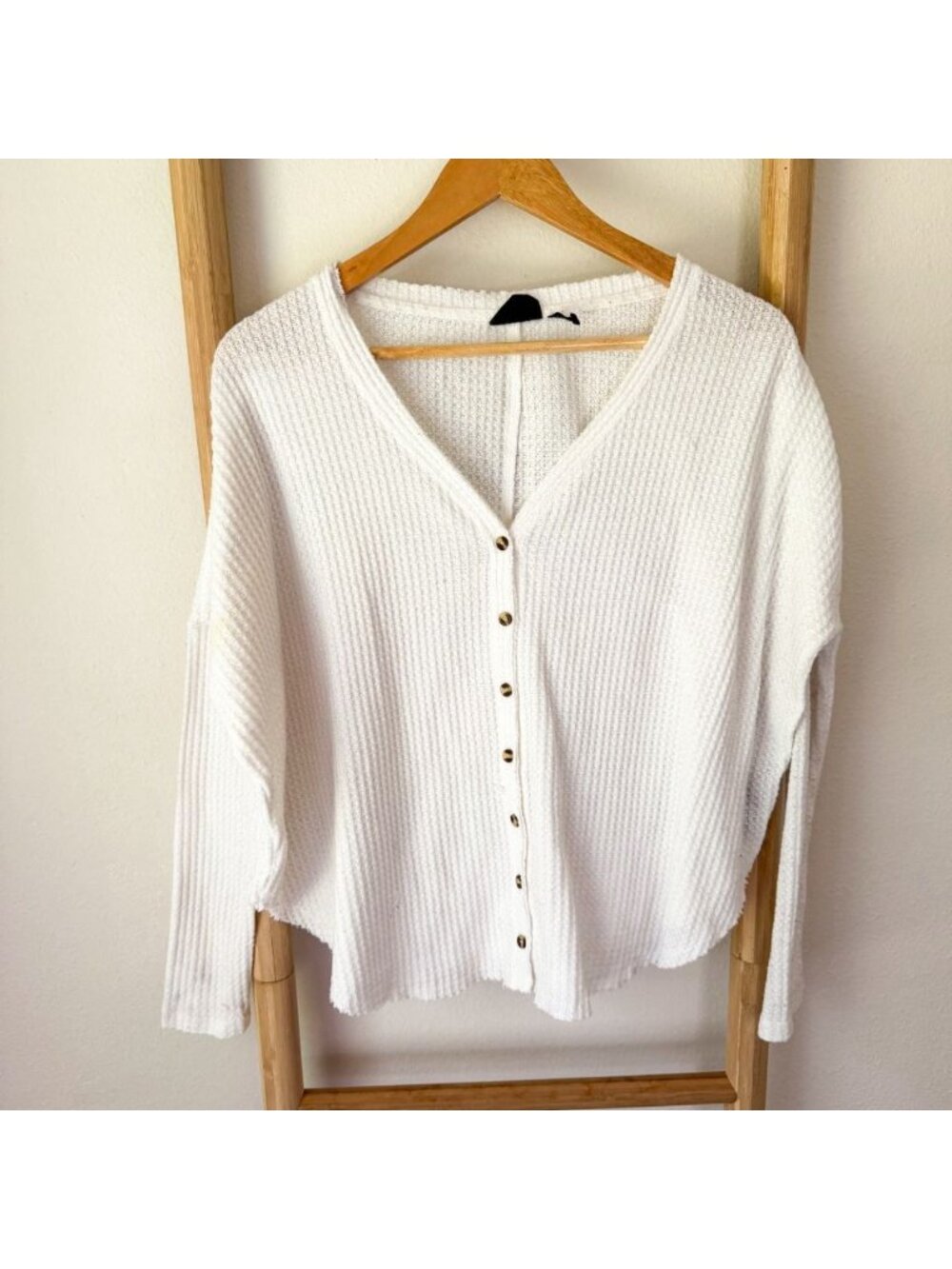Urban Outfitters Out From Under White Waffle Knit Button Front Sweater XS - Picture 2 of 7